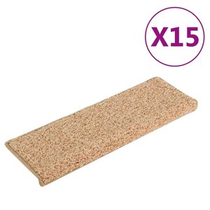 vidaXL Tapis d'escalier 15 Pièces Doré 65x21x4cm