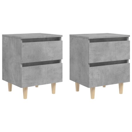 vidaXL Tables de chevet pieds en pin 2 Pièces Gris béton 40x35x50 cm