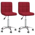 vidaXL Chaises pivotantes à manger lot de 2 Rouge bordeaux Tissu