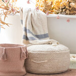 Pouf beige en coton 50 x 50 x 20 cm