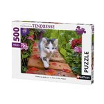 Puzzle 500 pieces - chaton au jardin - nathan - puzzle adultes - des 10 ans