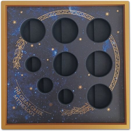 Wooden case storage box great greek mythology display tablet silver monnaies holder