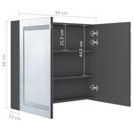 vidaXL Armoire de salle de bain à miroir LED gris 80x12x68 cm