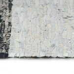 vidaXL Tapis Chindi tissé à la main Cuir 190x280 cm Gris clair et noir