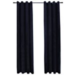 vidaXL Rideaux occultants avec anneaux 2 Pièces Velours Noir 140x245 cm