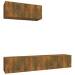vidaXL Ensemble de meubles TV 3 Pièces Chêne fumé Bois d'ingénierie