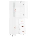 vidaXL Buffet haut Blanc brillant 69 5x34x180 cm Bois d'ingénierie