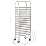 vidaXL Chariot de cuisine pour 16 plateaux 38x55x163 cm Inox