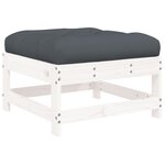 vidaXL Repose-pieds de jardin coussins 2 Pièces blanc bois de pin massif