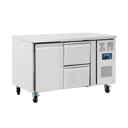 Table réfrigérée positive avec 1 porte et 2 tiroirs - polar - r600a - acier inoxydable1pleine x700xmm