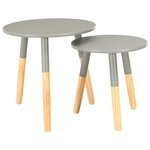 vidaXL Tables d'appoint 2 Pièces Gris Pin massif
