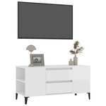 vidaXL Meuble TV Blanc brillant 102x44 5x50 cm Bois d'ingénierie