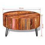 vidaXL Table basse ronde Bois massif de récupération