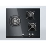 Whirlpool akt404nb plaque de cuisson gaz - 3 foyers - 6350w - l59 x p51cm - revêtement verre trempé - noir