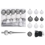 vidaXL Arbre de Noël artificiel d'angle LED et boules Blanc 240 cm PVC