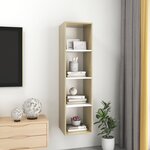vidaXL Meuble TV mural Blanc et chêne sonoma 37x37x142 5 cm Aggloméré