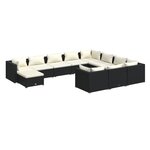 vidaXL Salon de jardin 11 Pièces avec coussins Résine tressée Noir