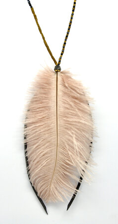 Collier sautoir Plume d'autruche Rose