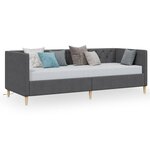 vidaXL Lit avec matelas et éclairage USB Gris foncé Tissu 90x200 cm
