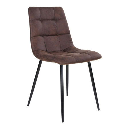 Chaise de salle à manger en microfibre marron foncé avec pieds noirs