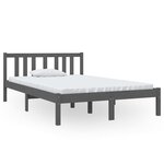 vidaXL Cadre de lit Gris Bois massif 120x190 cm Petit double
