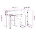 vidaXL Buffet Gris 110x34x75 cm Bois massif de pin