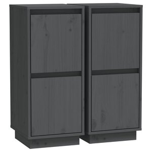vidaXL Buffets 2 Pièces Gris 31 5x34x75 cm Bois massif de pin