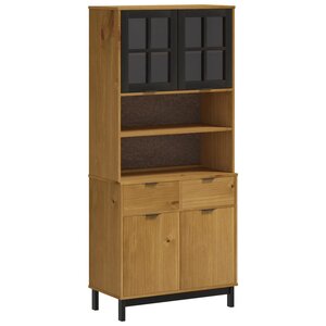 vidaXL Buffet avec portes vitrées FLAM 80x40x180 cm bois massif de pin