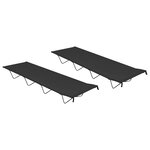 vidaXL Lits de camping 2 Pièces 180x60x19 cm Tissu Oxford et acier Noir