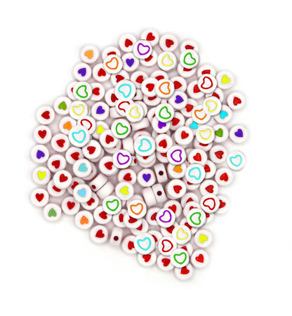 Perles rondes avec cœur 0 7 cm 2 designs 40g
