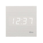 Thermomètre cube finition effet bois blanc cérusé - otio