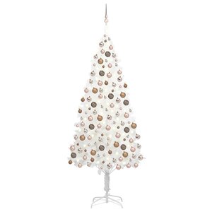 vidaXL Arbre de Noël artificiel pré-éclairé et boules blanc 240 cm