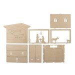 Kit bois cadre à motif 3d  fsc mixcred.  nature  24x24x6 3cm  crèche  13 pces  boîte 1kit
