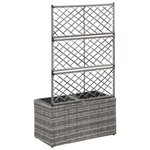 vidaXL Lit surélevé en treillis 2 pots 58x30x107cm Résine tressée Gris