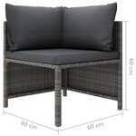 vidaXL Salon de jardin 10 Pièces avec coussins Résine tressée Gris