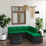 vidaXL Salon palette de jardin 6 Pièces avec coussins Bois de pin