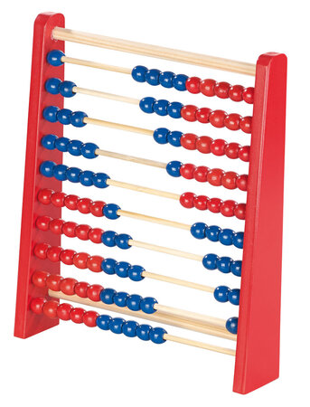 Boulier en bois bleu et rouge à 100 boules