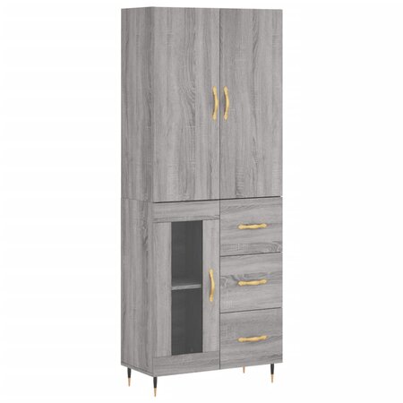 vidaXL Buffet haut Sonoma gris 69 5x34x180 cm Bois d'ingénierie