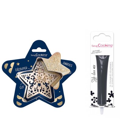 Kit pour biscuit en relief Étoile + Stylo au chocolat noir