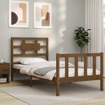 vidaXL Cadre de lit tête de lit marron miel 100x200 cm bois massif