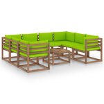 vidaXL Salon de jardin 9 Pièces avec coussins vert vif