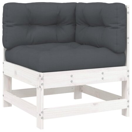 vidaXL Canapé d'angle avec coussins blanc bois de pin solide