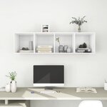 vidaXL Meuble TV mural Blanc 37x37x142 5 cm Aggloméré