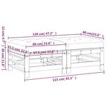 vidaXL Repose-pieds de jardin et coussins 2Pièces noir bois de pin massif