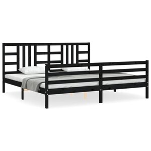 vidaXL Cadre de lit avec tête de lit noir 200x200 cm bois massif