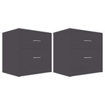 vidaXL Tables de chevet 2 Pièces Gris 40 x 30 x 40 cm Aggloméré