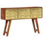 vidaXL Buffet Bois de Sesham solide Imprimé doré 120 x 30 x 80 cm