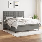 vidaXL Lit à sommier tapissier avec matelas Gris foncé 160x200cm Tissu
