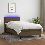 vidaXL Sommier tapissier et matelas et LED Marron foncé 80x200cm Tissu