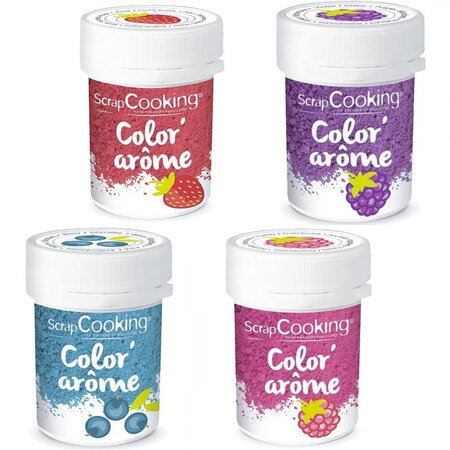 4 colorants alimentaires aux arômes de fruits rouges